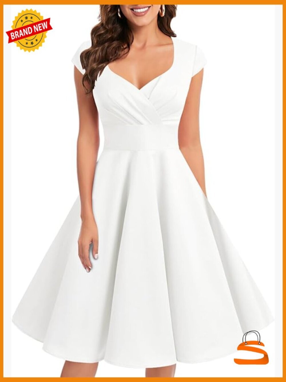 1950s Retro Vintage Cocktail Party Swing Dress with Sweetheart Neckline